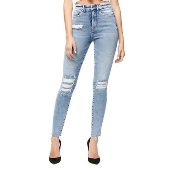 Good American Good Curve High Rise Raw Hem Distressed Skinny Jeans Size 2/26 - Picture 3 of 7